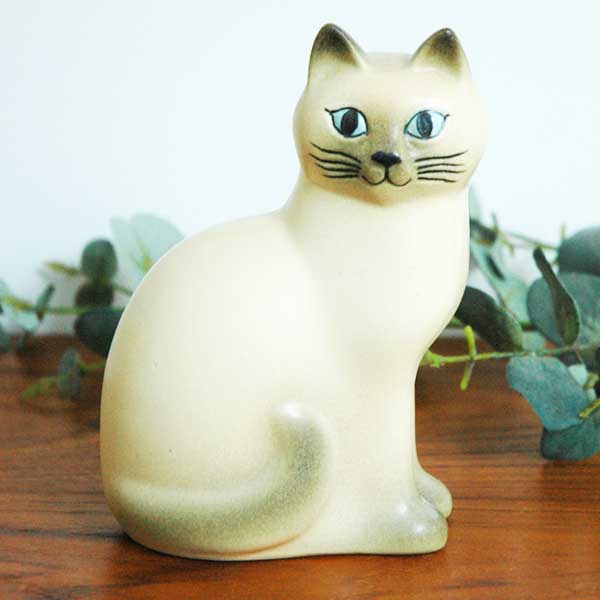 Lisa Larson(リサ ラーソン) Cat Mans ミディアムサイズ ホワイト×グレー キャットマンス ネコ 猫 北欧オブジェ 置物のサムネイル