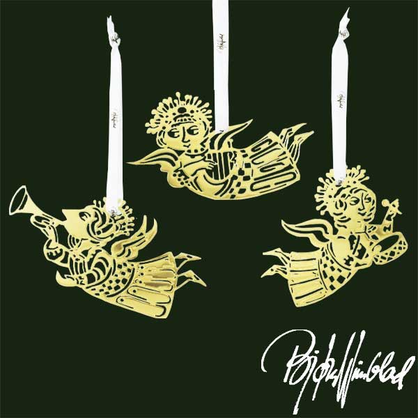 ビヨン・ヴィンブラッド Bjorn Wiinblad ミュージックエンジェルゴールドプレート3枚セット オーナメント Wiinblad C Music Angels Silhouettes gold plated 北欧デンマーク 57046【RCP】【HLS_DU】