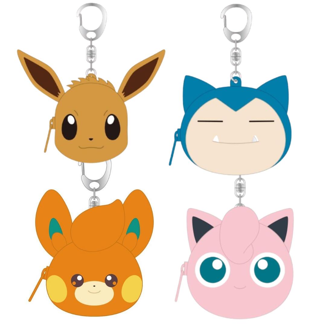ポケットモンスター シリコンミニポーチ イーブイ カビゴン パモ プリン 小物入れ カバン リュック 収..