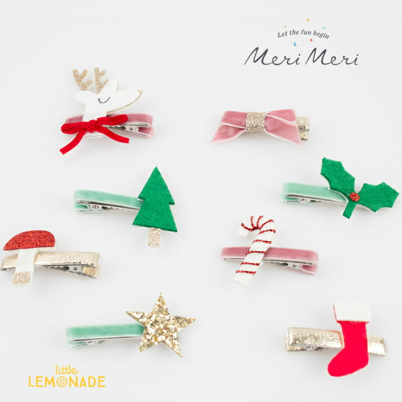 【Meri Meri】クリスマスアイコン ヘアクリップ 8本セット Christmas Icon Hair Clips ヘアピン ヘアアクセサリー トナカイ ツリー クリスマス Xmas パーティー ヘッドアクセサリー 270175 メリメリ あす楽 リトルレモネード