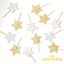 【GWセール★全品ポイント3倍】 グリッター☆スター ピック☆【ゴールド＆シルバー リバーシブル 12本入り】【illume partyware】【飾り パーティー ピック 星形 料理デコレーション カップケーキ】 あす楽 リトルレモネード