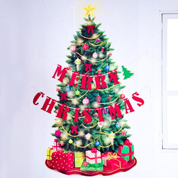 【メール便送料無料】ウォールツリー & MERRY CHRISTMAS ガーランドセット クリスマスツリー タペストリー 【壁に貼るクリスマスツリー】シーンセッター パーティー 壁掛け クリスマス ツリー amscan cps あす楽 リトルレモネード
