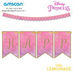 ディズニープリンセス Happy Birthday Princess バナーセット 【amscan】 Disney Princess 女の子 誕生日 バースデー 飾り ガーランド デコレーション ピンク 紙製 DIY あす楽 リトルレモネード