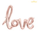 【筆記体文字のフィルム風船】love ピンクゴールド カリグ...