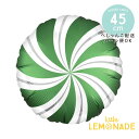 クリスマス 風船 サテン キャンディスワール グリーン【ぺしゃんこでお届け】クリスマス 丸型 フィルムバルーン 18インチ クリスマスパーティー Christm...