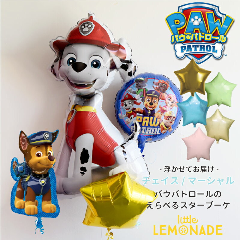 パウパトロール マーシャル/ チェイス メインが選べる スターブーケ  キャラサブ付き 星の色が選べる paw patrol ヘリウムガス入り 1歳 誕生日 男の子 バルーン 飾り付け 風船 犬 バルーン電報 風船 送料無料 あす楽 リトルレモネード