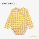 【BOBO CHOSES】 Baby Rubber Duck all over wrap body 【6か月 / 9か月】 (223AB027)　長袖 ベビー ラップボディ ひよこデザイン総柄 鳥柄 イエローつなぎ ロンパース ベビー服 UP IS DOWN リトルレモネード ボボショーズ アパレル YKZ AW23