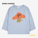 【BOBO CHOSES】Mr. Mushroom long sleeve T-shirt 【2-3歳 / 4-5歳】 (223AC015) 長袖 Tシャツ マッシュルームデザイン きのこ柄 ライトブルー オーガニックコットン トップス 子ども服 UP IS DOWN リトルレモネード ボボショーズ アパレル YKZ AW23 SALE