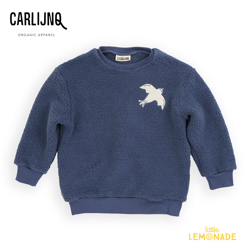 【CarlijnQ】 Free like a bird - sweater with patch (teddy) 【86/92 98/104 110/116】 (BRD065) バード ワンポイント セーター ネイビー トップス ベビー服 子ども服 カーラインク 輸入アパレル むすこ服 むすめ服 リトルレモネード YKZ AW23 AROUND THE WORLD