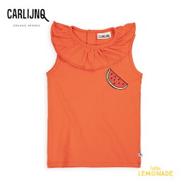 【CarlijnQ】 Basic - collar tanktop with embroidery 【86/92・98/104・110/116】 タンクトップ オレンジ すいか ワンポイント (SS24-BSC114) フリル襟 トップス ベビー服 子ども服 むすこ服 むすめ服 WHAT I LIKE カーラインク 海外子ども服 リトルレモネード YKZ