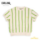  Stripes green - sweater short sleeve グリーン ストライプ 半袖 Tシャツ (SS24-STG037) ロゴ ワンポイント トップス 緑 ベビー服 子ども服 むすこ服 むすめ服 WHAT I LIKE カーラインク 海外子ども服 リトルレモネード YKZ