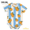 【CarlijnQ】Orange - bodysuit 【 62/68 74/80 86/92 】オレンジ 総柄 ベビー ボディ (SS24-ORA269) 半袖 ロンパース つなぎ オレンジ柄 ユニーク ストライプ ブルー 子ども服 むすこ服 むすめ服 WHAT I LIKE カーラインク 海外子ども服 リトルレモネード あす楽 YKZ