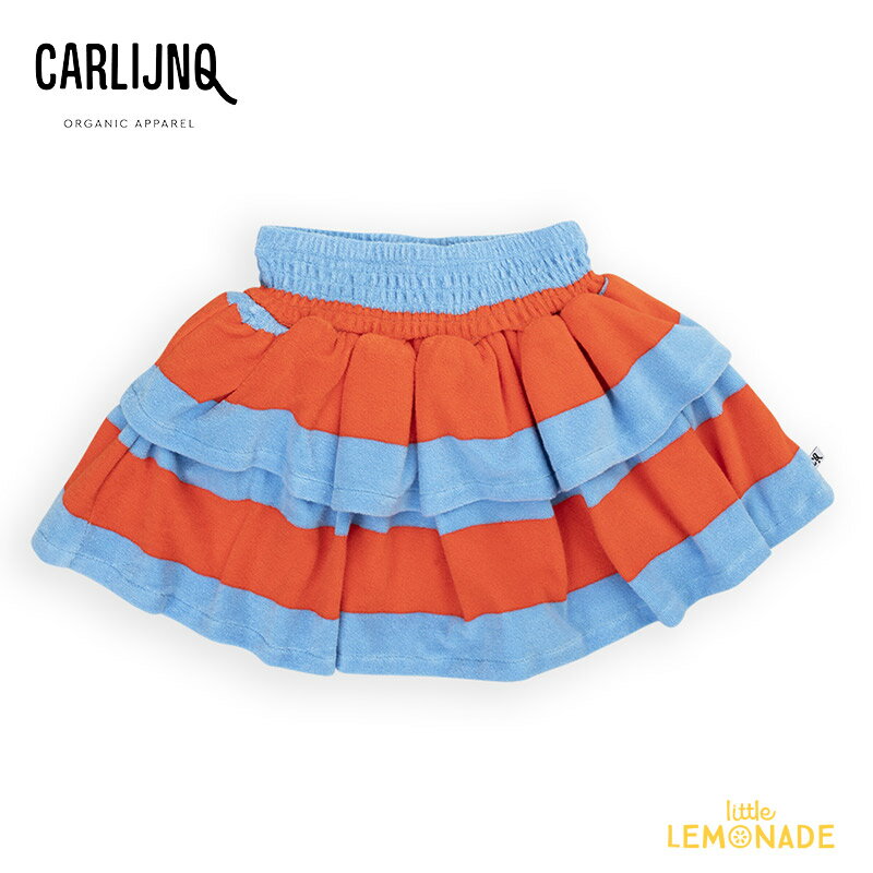 【CarlijnQ】Stripes red/blue - layered skirt 【 86/92・98/104・110/116 】 ボーダー スカート (SS24-SRB249) ボトムス フリルスカート レイヤースカート オーガニック ベビー服 子ども服 むすめ服 WHAT I LIKE カーラインク 海外子ども服 リトルレモネード KTZ