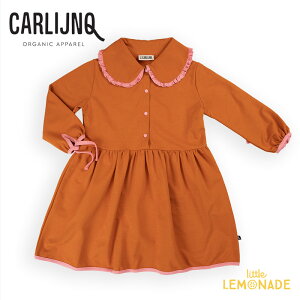 【CarlijnQ】 Basic - collar dress 【86/92・98/104・110/116・122/128】 ビックカラー ドレス 長袖 ワンピース オレンジ 襟付き 丸襟 子ども服 カーラインク むすこ服 リトルレモネード AW24-BSC263 A BETTER WORLD ★SALED