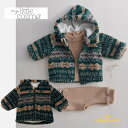  ethic sherpa baby jacket | unique(ELAN197) エスニック柄 フード付き ジャケット ジャンパー コート アウター 防寒 ベビー服 ジップ式 グリーン マイリトルコズモ アパレル リトルレモネード YKZ 22AW SALE