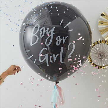 あす楽!【Ginger Ray】BOY or GIRLバルーン ピンクとブルーのコンフェッティ付き 3フィート【Oh Baby!_G Baby!_B Baby!_P】【デコレーション装飾 飾り付け Balloon 風船 ゴム風船】【パーティ— お祝い イベント ベビーシャワー】リトルレモネード