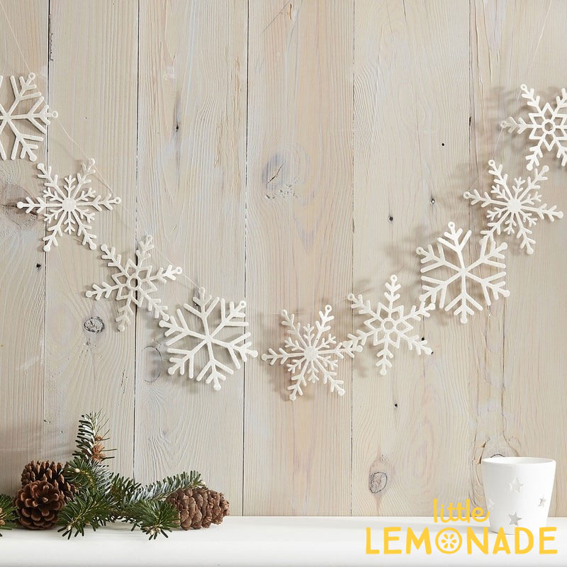 ホワイト グリッター スノーフレーク ガーランド　- LET IT SNOW【Ginger Ray】クリスマス 飾り 壁 X’mas 雪 白 WHITE GLITTER SNOWFLAKE CHRISTMAS GARLAND DECORATION デコレーション ディスプレイ クリスマスパーティー 冬のモチーフ あす楽 リトルレモネード