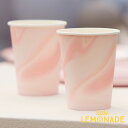 【GWセール★全品ポイント3倍】 【Ginger Ray】 Pink Marble Print Paper Cups ピンクマーブル ペーパーカップ 紙コップ 8枚入りテーブルウェア 大理石柄 ジンジャーレイ パーティーカップ シンプル 誕生日 使い捨てコップ ナチュラル あす楽 リトルレモネード