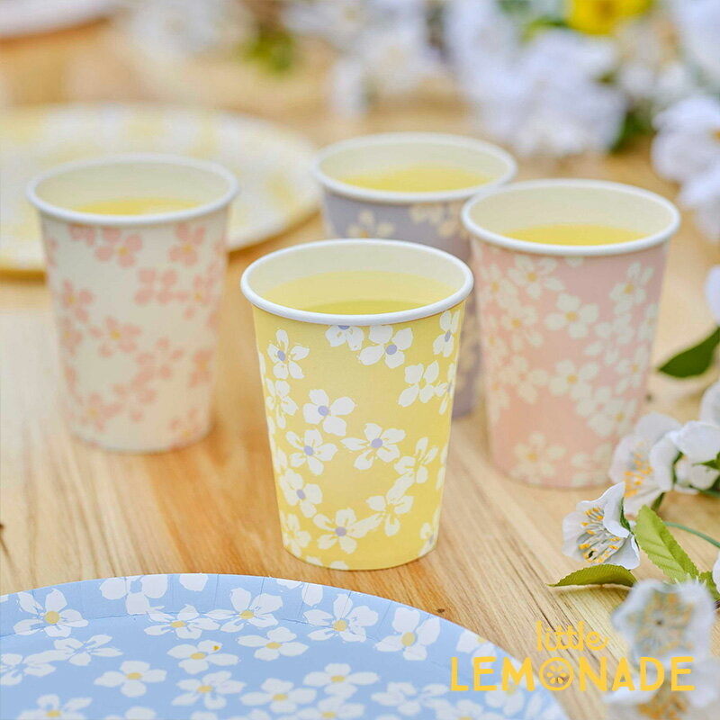 【Ginger Ray】 Floral Paper Cups フローラル ペーパーカップ 8枚 4色アソート 花柄 紙コップ パステル カラフル テーブルウェア イースター バースデー ジンジャーレイ パーティーカップ 使い捨て 誕生日 あす楽 リトルレモネード SP-615