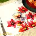 【Indigo De Papel】プレイスマット Red Watercolor Flowers 紙製 24枚 花柄 水彩 長方形 ウォーターカラー 食卓 テーブルコーディネート 使い捨て ランチョンマット リトルレモネード SALEP