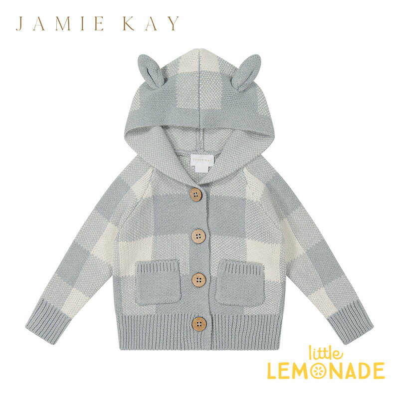  Check Bear Cardigan  Storm Grey Check ベア カーディガン くま ニットトップス 子供 男の子 女の子 おしゃれ リトルレモネード 子供服 アパレル SALE ★特典付き★