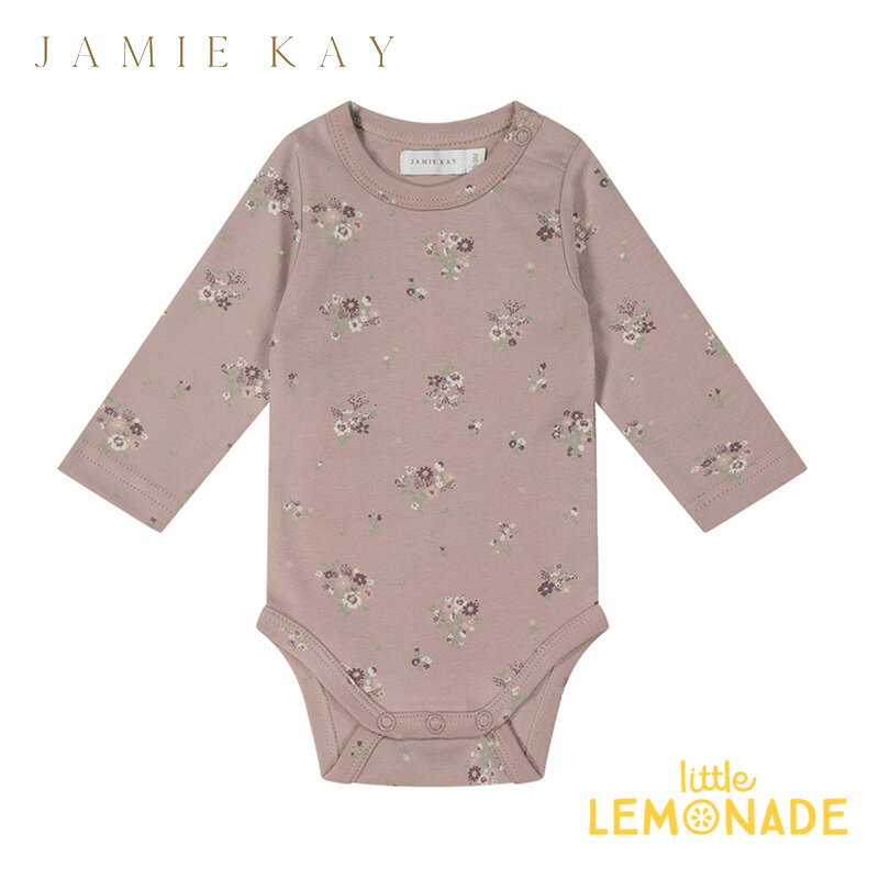  Organic Cotton Long Sleeve Bodysuit  Lauren Floral Fawn 長袖 ボディ ロンパース 花柄 ベビー キッズ ジェイミーケイ ニュージーランド リトルレモネード 子供服 アパレル Dahlia Collection 24SALE ★特典付き★