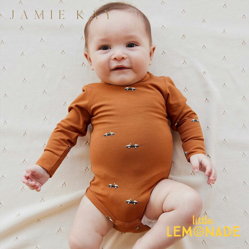 Modal Fernley Long Sleeve Bodysuit  Zoomie Bears Ginger 長袖 ベビーボディ くま 車 クルマ ボディースーツ ベビー むすこ服 むすめ服 子ども リトルレモネード アパレル あす楽 Dahlia Collection ★特典付き★