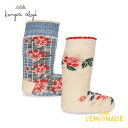 【Konges Sloejd】 靴下2枚組 FLOWER JACQUARD SOCKS 【11cm - 15.5cm】 BLUE/ALMOND ベビー キッズ ソックス 靴下 オーガニックコットン コンゲススロイド 新生児 乳児 幼児 子供用 リトルレモネード 赤ちゃん YKZ AW23 KS5803