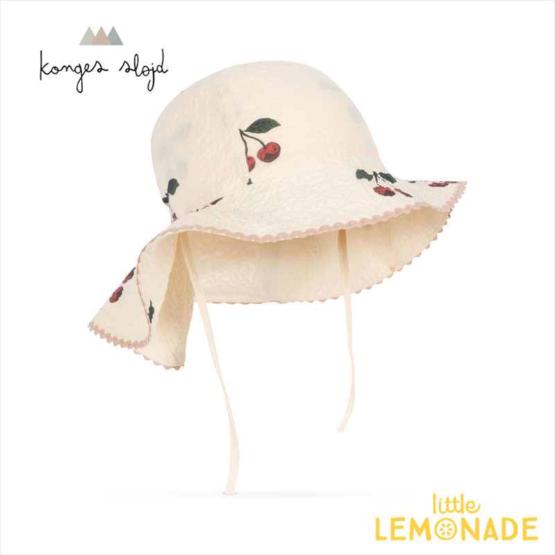 【Konges Sloejd】 ELIN SUN HAT【6-9か月/12-18か月/2-4歳】MA GRANDE CERISE サンハット 帽子 つば付き ハット 日よけ チェリー柄 さくらんぼ コンゲススロイド ベビー 女の子 リトルレモネード ベビー服 アパレル あす楽 KS100857 SS24 YKZ