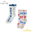 【Konges Sloejd】靴下2枚組 2 PACK JAQUARD SOCKS【11cm~17cm】BOW MIX アイボリー リボン&フラワー ベビー キッズ 子ども くつ下 ソックス オーガニックコットン コンゲススロイド 乳児 幼児 リトルレモネード 赤ちゃん SALEDA AW24SALE KS101361