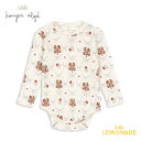 コンゲススロイド MINNIE BODY GOTS (9か月/12か月/18か月) PUPPY ロンパース ボディ Konges Sloejd オーガニックコットン ス パピー ワンちゃん ホワイト 肌着 総柄 長袖 赤ちゃん 子ども服 ベビー キッズ 70cm 80cm 出産祝い リトルレモネード アパレル KS103916 AW25 KTZ