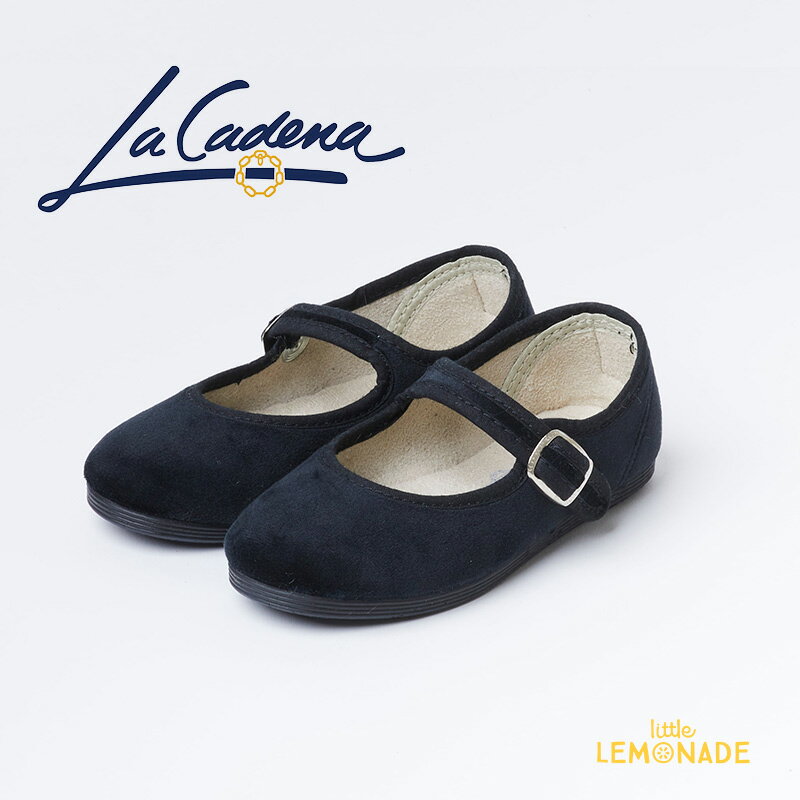 楽天リトルレモネード楽天市場店【La Cadena】 MERCEDES HEBILLA BROCHE POMPEYA SNAP BUTTON ONE STRAP / NEGRO【14cm - 16cm】 ワンストラップ シューズ 子ども用靴 ベロア BLACK 黒 正規品 発表会 結婚式 セミフォーマル フラットシューズ あす楽 リトルレモネード