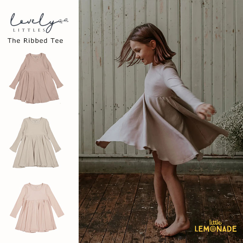 【LOVELY LITTLES】 The Long Sleeve Dress 無地 ワンピース 【 24か月・36か月・4歳 】 全3色 Sand / Mauve / Blush リブ 長袖 ドレス 子ども服 ベビー服 シンプル フェアトレード認定品 輸入アパレル あす楽 リトルレモネード アパレル YKZ