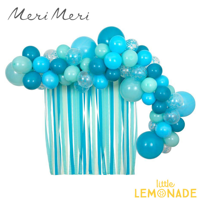 【Merimeri】バルーンガーランドとクレープストリーマーキット/ブルー Multi Sized Balloons And Streamer Set-Blues バルーンガーランド マーメイド デコレーション 装飾 飾り付け 壁 飾り バースデイ イベント メリメリ あす楽 リトルレモネード