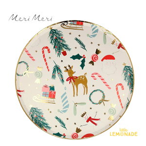 【Meri Meri】クリスマスパーティーモチーフ ペーパープレート 8枚入り Festive Motif Dinner Plates クリスマス 紙皿 プレート 使い捨て皿 ホームパーティー 誕生日 テーブルコーディネート メリメリ 226161 あす楽 リトルレモネード