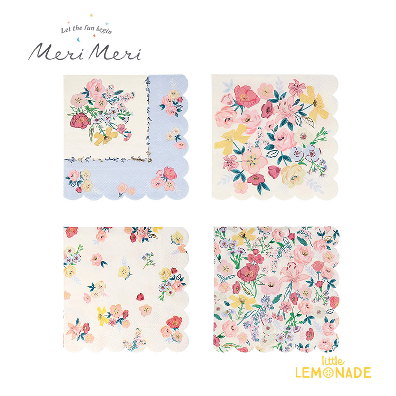 【Meri Meri】イングリッシュガーデン ラージ ペーパーナプキン 16枚入り English Garden Large Napkins (205174) 紙ナプキン フラワー 花 ペーパータオル パーティー ホームパーティー 誕生日 バースデー テーブルウェア あす楽 リトルレモネード メリメリ