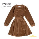 【maed for mini】 キャラメルコヨーテ 【4歳】 長袖 ベロア Caramel coyote velour dress Aライン 子供服 輸入 茶色 ブラウン AW2021-413. AW リトルレモネード アパレル SALE