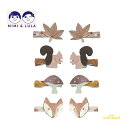 132006 61 【Mimi&Lula】 Woodland mini clips CHESTNUT ウッドランド ミニクリップ ヘアピン 落ち葉 りす きのこ...