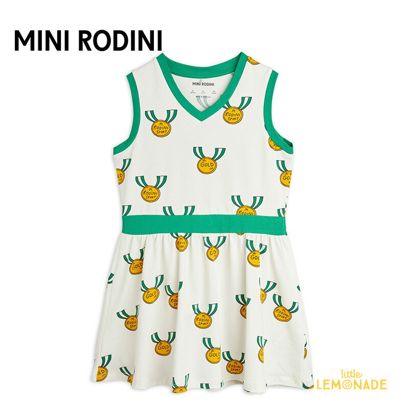 【Mini Rodini】MEDALS AOP SS DRESS 【80/86・92/98・104/110・116/122】 ノースリーブ ワンピース メダル柄 イラスト ユニーク ベビー服 子ども服 輸入アパレル 海外こども服 北欧 リトルレ…