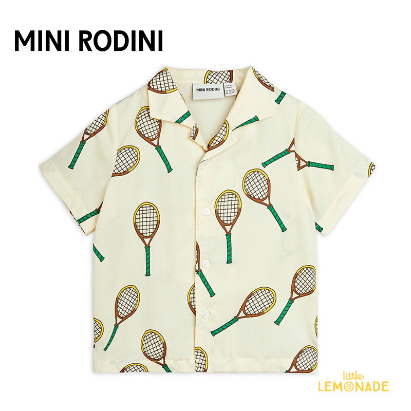 【Mini Rodini】 TENNIS AOP WOVEN SS SHIRT シャツ 【92/98・104/110・116/122】 テニス ラケット柄 ..