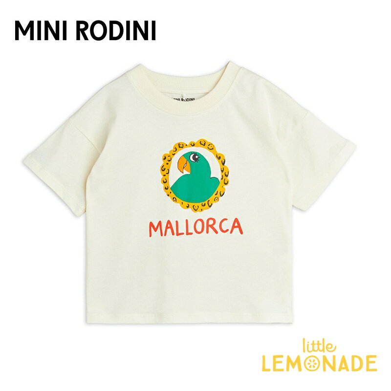 Mini Rodini Parrot sp ss tee92/98104/110 Ⱦµ T  饹 ѡå ۥ磻 ȥåץ ٥ӡ Ҥɤ ץ ̲  ȥ͡ ߥ˥ǥ (24620122) ѥ KTZ AW24pre