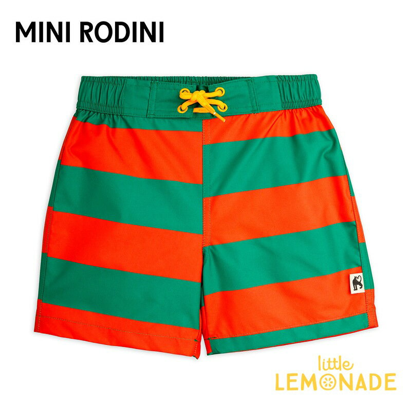 【Mini Rodini】Stripe aop swim shorts【92/98・104/110】 水着 スイムショーツ トランクス型 ベビー服 子ども服 ボーダー ストライプ 海パン スイムパンツ 海外こども服 北欧 リトルレモネード ミニロディーニ (24680100) アパレル AW24SALEpre SS24SALE
