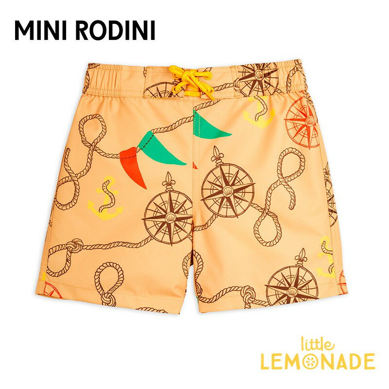 【Mini Rodini】Nautical aop swim shorts【92/98・104/110】 水着 スイムショーツ トランクス型 ベビー服 子ども服 航海 マリン柄 総柄 海パン スイムパンツ 輸入アパレル 海外こども服 北欧 リトルレモネード ミニロディーニ (24680101) アパレル KTZ AW24pre