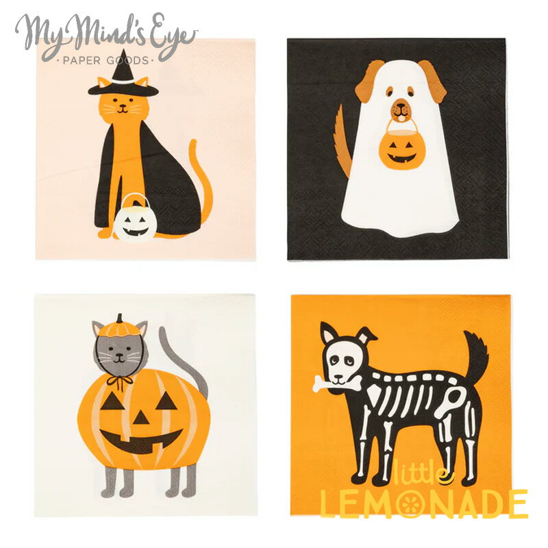 【my mind's eye】 ハロウィン 仮装ペット ペーパーナプキン 24枚入り HALLOWEEN かわいい おしゃれ 紙ナプキン ペーパータオル パーティー テーブルデコレーション デコレーション テーブルコーディネート PLNP549 リトルレモネード 500均