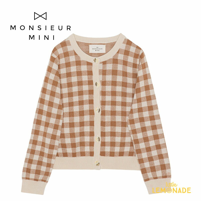 【Monsieur Mini】 KNIT CARDIGAN GINGHA 【9-12か月 3-4歳】 カーディガン ギンガムチェック 長袖 トップス 気温調整 海外子ども服 輸入アパレル むすめ服 むすこ服 ムッシュミニ アパレル リトルレモネード SS23 YKZ 24SALE