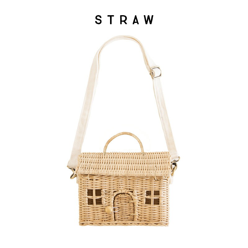 【Olli Ella オリエラ】 CASA BAG ハウス型 かごバッグ 【STRAW / ROSE】カゴBAG ラタン バスケット ポシェット 家型 かご バッグ ナチュラル シンプル インテリア プレゼント 誕生日プレゼント クリスマス ギフト 送料無料 あす楽 リトルレモネード