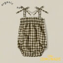 【Organic Zoo】 Olive Gingham Spaghetti Bodysuit 【3-6か月/6-12か月】 チェック柄 肩リボン ボディスーツ オリーブ グリーン つなぎ ロンパース オーガニックコットン オーガニックズー 子ども むすめ服 あす楽 リトルレモネード アパレル SS23 12SPBGH