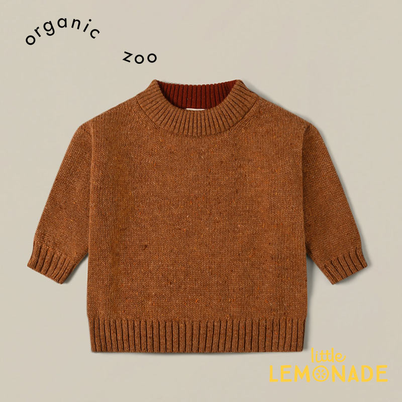 【Organic Zoo】Pecan Boxy Wool Jumper【1-2歳/2-3歳/3-4歳】 長袖 ピーカン ボクシー ウール ジャンパー ニット セーター オレンジブラウン 無地 オーガニックズー ベビー 子ども むすこ服 むすめ服 ユニセックス あす楽 リトルレモネード アパレル AW23 PBWJUMP