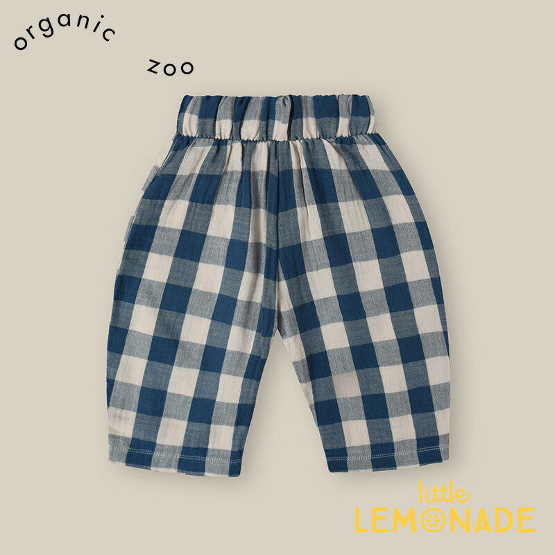 Pottery Blue Gingham Fisherman Pantsギンガムチェック フィッシャーマン パンツ ズボン ボトムス ブルー ムスリン オーガニックズー ベビー むすこ服 むすめ服 ユニセックス リトルレモネード アパレル SS24 14BGHFP