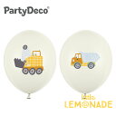 【Party Deco】 はたらくくるま ゴム風船 1枚 ばら売り 30cm 男の子 バルーン 重機 ショベルカー コンクリートミキサー プリント【ぺしゃんこでお届け】風船 誕生日 バースデイ 記念日 Balloons Construction vehicles リトルレモネード